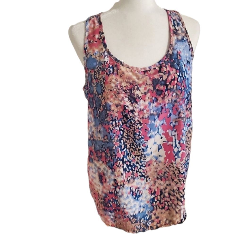 Olive & oak pink and blue print tank top M